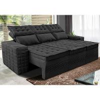 Sofá 3 Lugares Retrátil E Reclinável Cama Inbox Senses 2,00m Velusoft Preto - 1