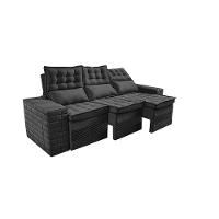 Sofá 3 Lugares Retrátil E Reclinável Cama Inbox Senses 2,00m Velusoft Preto - 8