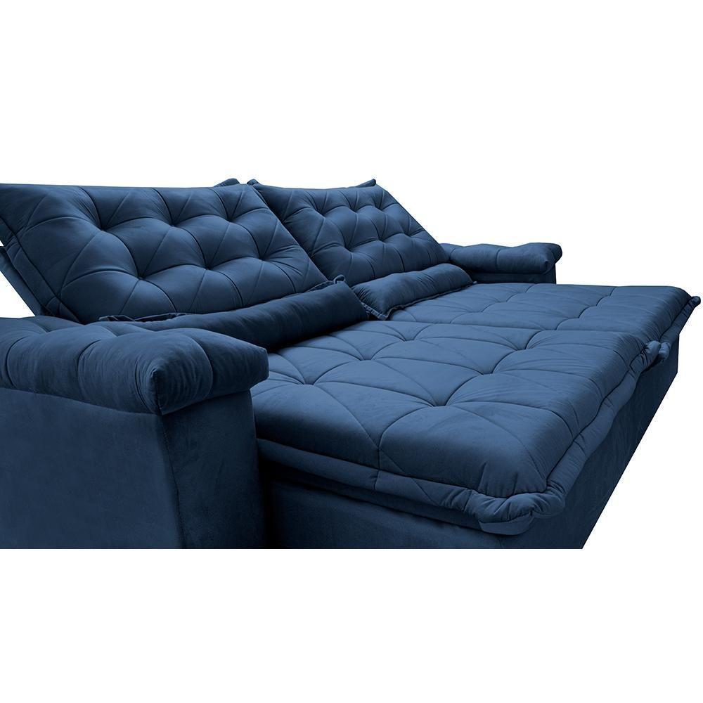 Sofá Retrátil E Reclinável 2,35M Cama Inbox Big Fresh Com Softgel D40 Velupluma Azul - 6