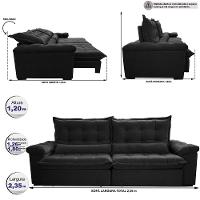 Sofá Retrátil E Reclinável 2,35M Cama Inbox Big Fresh Com Softgel D40 Velupluma Preto - 8