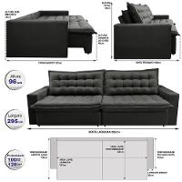 Sofá Retrátil Reclinável E Cama 2,95m Cama Inbox Suede Velusoft Cinza - 7