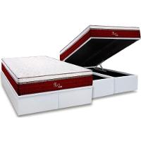 Cama Box Baú Queen: Colchão Molas MasterPocket Ensacadas Polar   Rubi + Base CRC Courano White(158x198) - 1