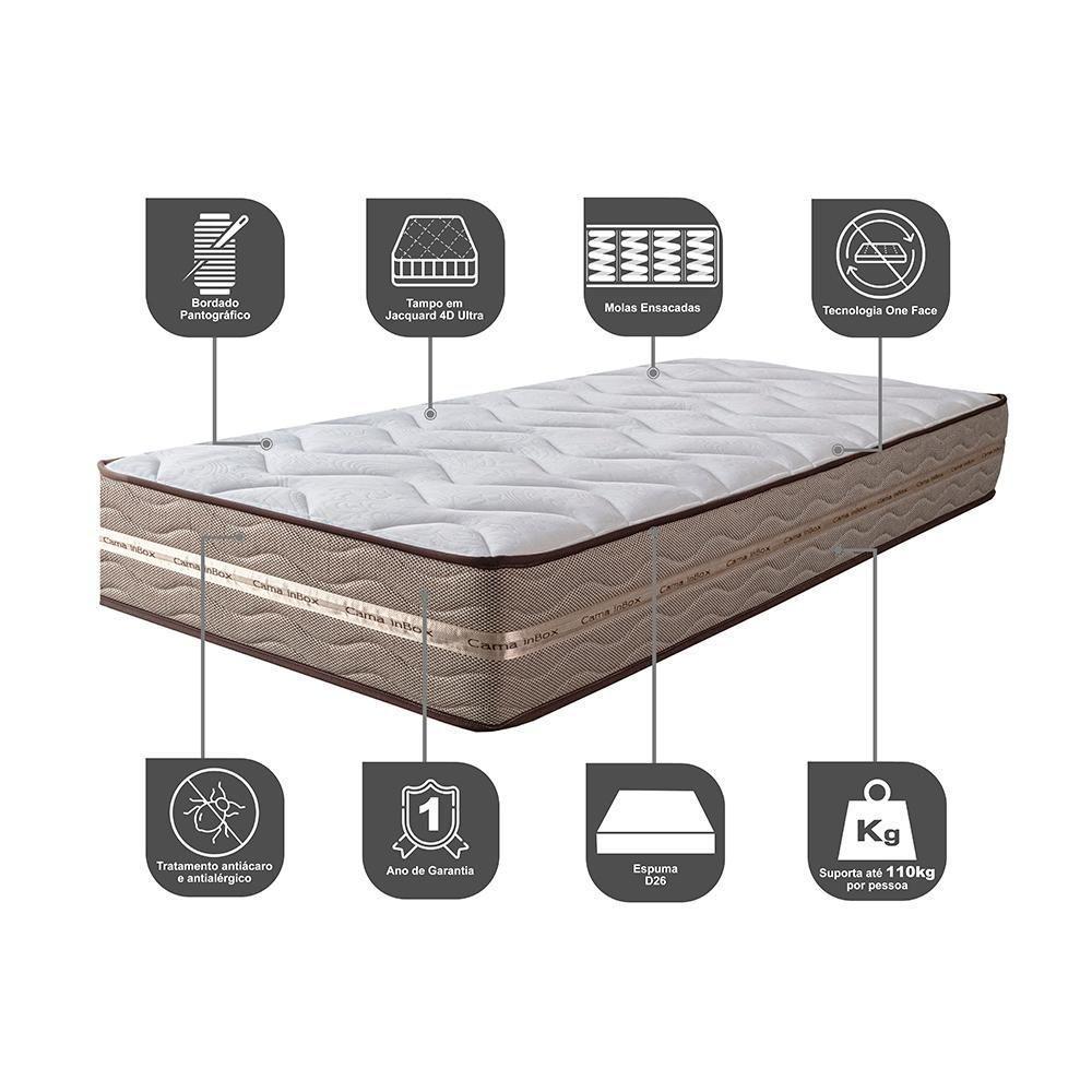 Colchão Solteiro De Molas Ensacadas 88x188x22 Cama Inbox Smart Gold Bege - 5