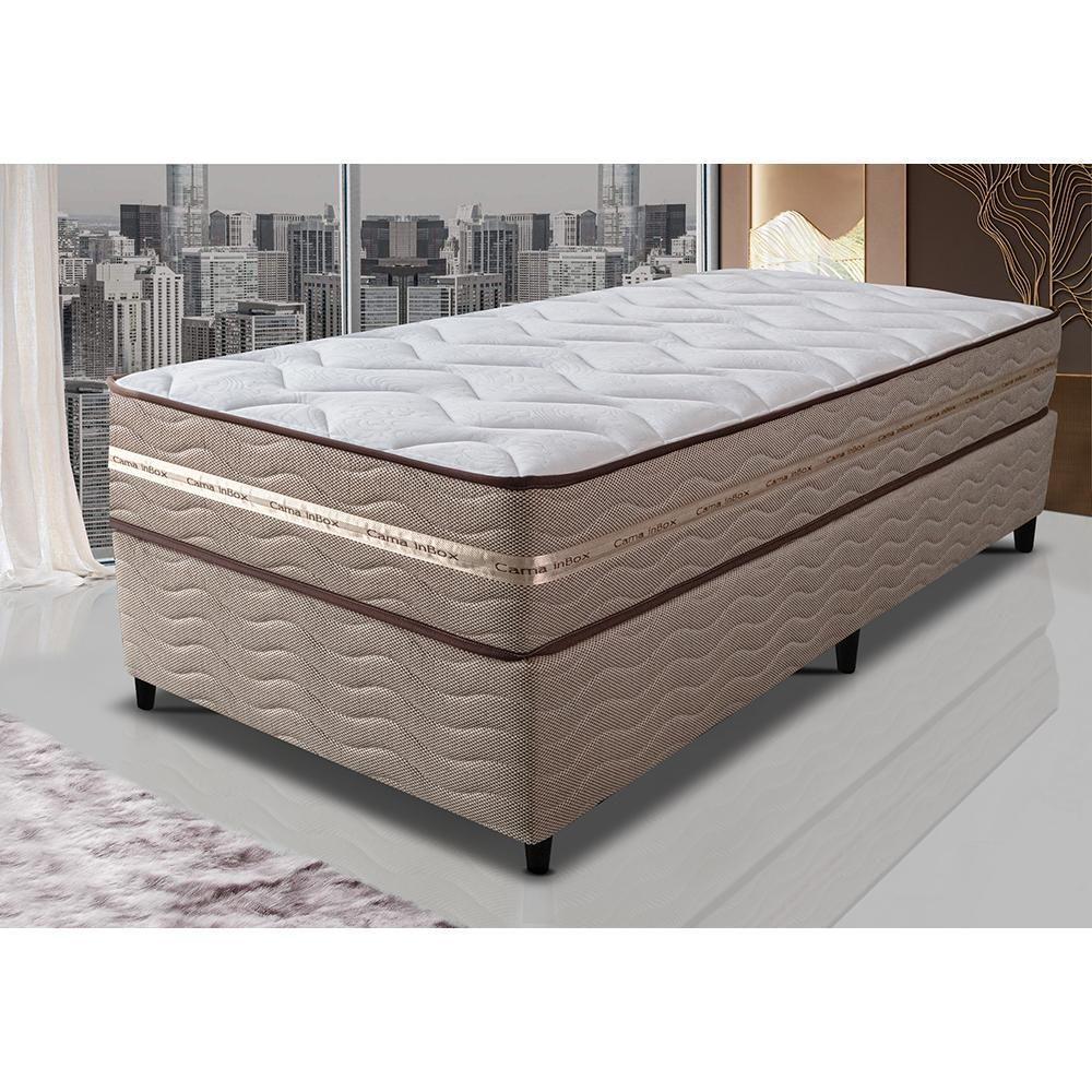 Cama Box Solteiro (colchão + Box) 88x188x60 De Molas Ensacadas Cama Inbox Smart Gold Bege - 1