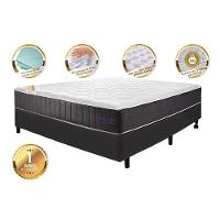 Conjunto Cama Box Casal Com Molas Ensacadas Cama Inbox Cloud Cinza 138x188x67 - 3