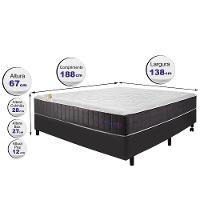 Conjunto Cama Box Casal Com Molas Ensacadas Cama Inbox Cloud Cinza 138x188x67 - 4