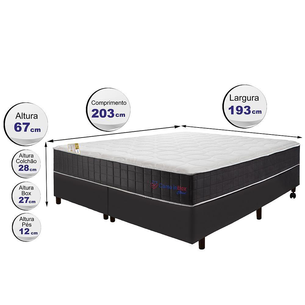 Conjunto Cama Box King Com Molas Ensacadas Cama Inbox Cloud Cinza 193x203x67 - 3
