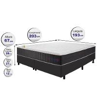 Conjunto Cama Box King Com Molas Ensacadas Cama Inbox Cloud Cinza 193x203x67 - 3
