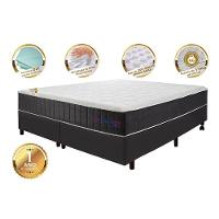 Conjunto Cama Box King Com Molas Ensacadas Cama Inbox Cloud Cinza 193x203x67 - 4