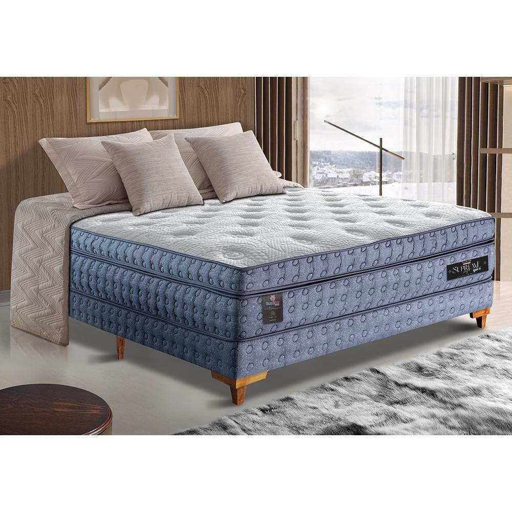 Cama Box Casal Colchão Euro Pillow + Box 138x188x70 Molas Ensacadas Cama Inbox Supreme Confort Gel - 1