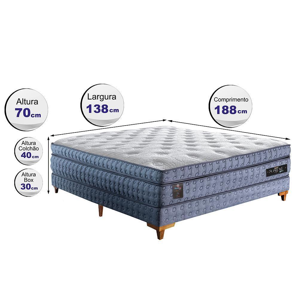 Cama Box Casal Colchão Euro Pillow + Box 138x188x70 Molas Ensacadas Cama Inbox Supreme Confort Gel - 7