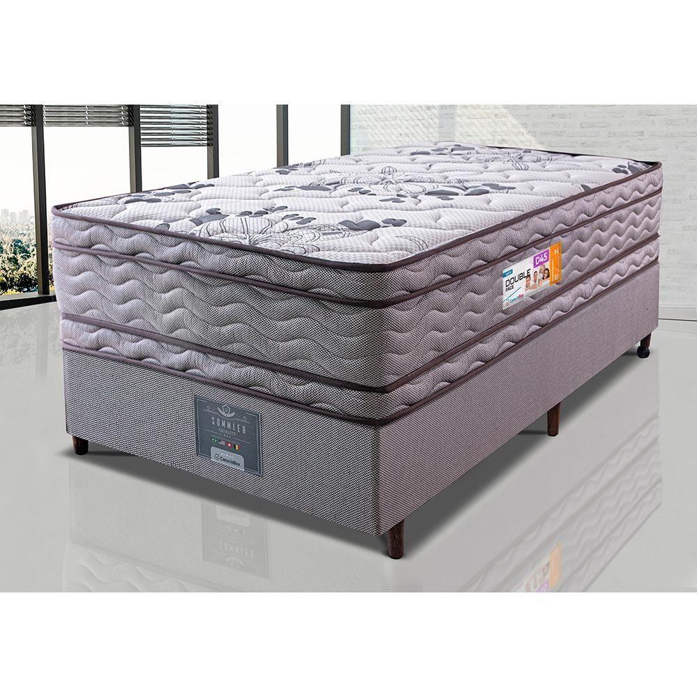 Cama Box Solteiro Colchão Ortopédico + Box 88x188x71 Double Face Espuma D45 Cinza - 1