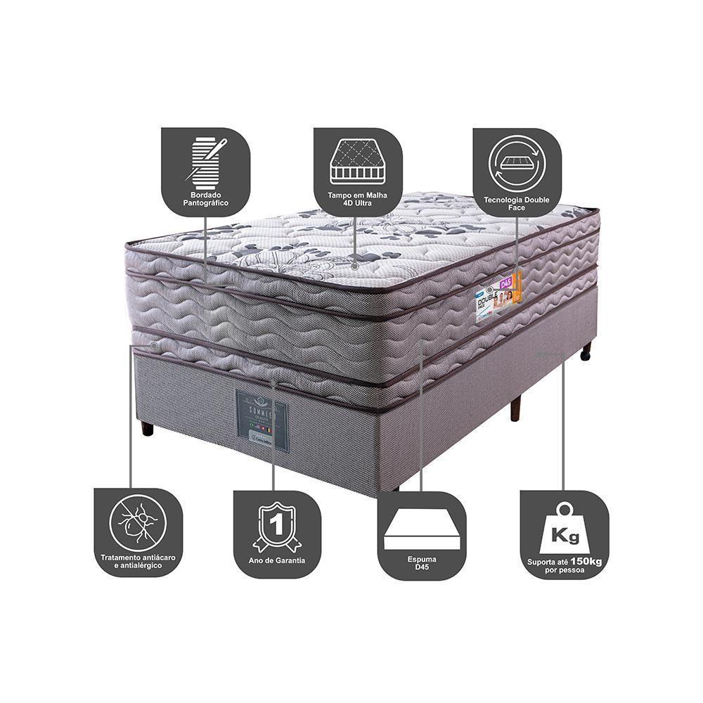 Cama Box Solteiro Colchão Ortopédico + Box 88x188x71 Double Face Espuma D45 Cinza - 5