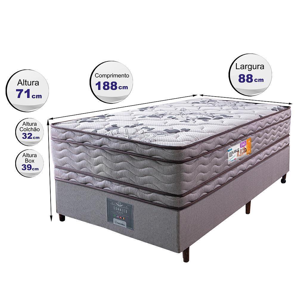Cama Box Solteiro Colchão Ortopédico + Box 88x188x71 Double Face Espuma D45 Cinza - 6