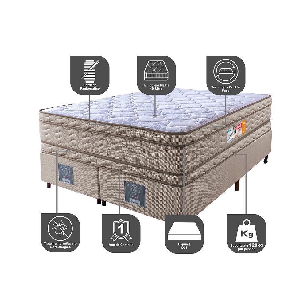 Cama Box Queen Colchão Ortopédico + Box 158x198x71 Double Face Espuma D33 Dourado - 5