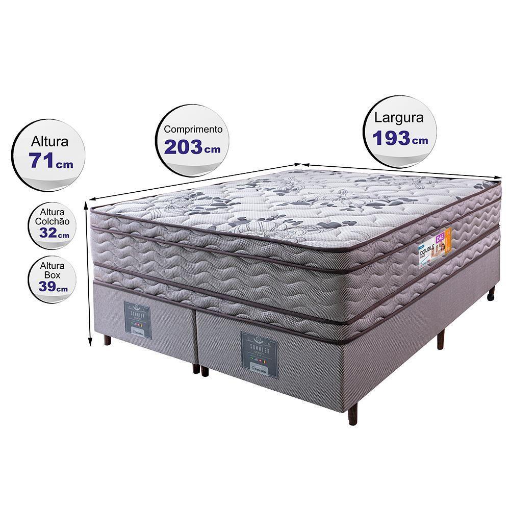 Cama Box King Colchão Ortopédico + Box 193x203x71 Double Face Espuma D45 Cinza - 6