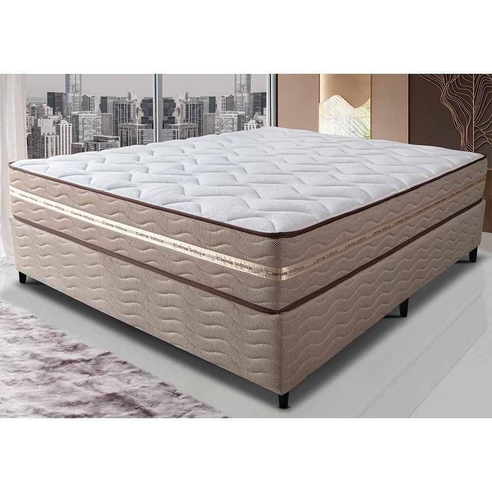 Cama Box Casal (colchão + Box) 138x188x60 De Molas Ensacadas Cama Inbox Smart Gold Bege - 1