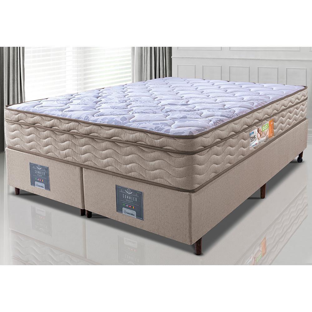 Cama Box King Colchão Ortopédico + Box 193x203x67 One Face Espuma D33 Dourado - 1