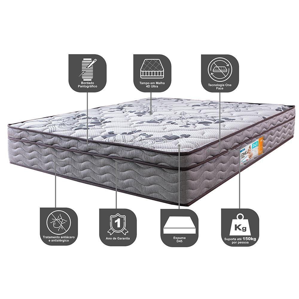 Colchão King Ortopédico 193x203x28 One Face Espuma D45 Cinza - 5