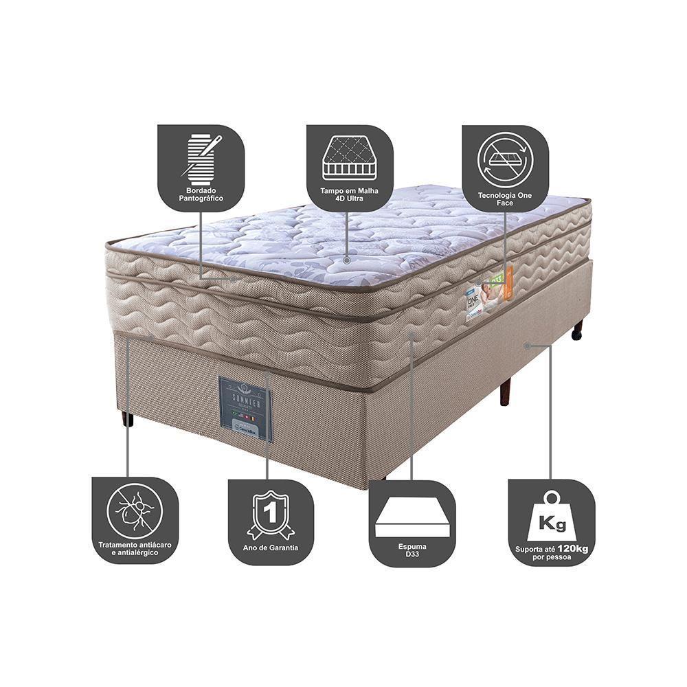 Cama Box Solteiro Colchão Ortopédico + Box 88x188x67 One Face Espuma D33 Dourado - 4