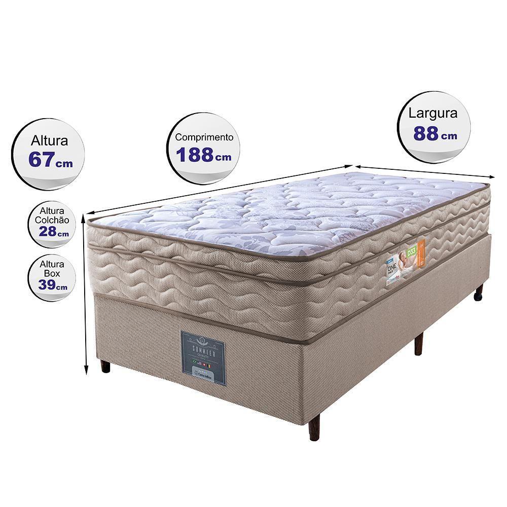 Cama Box Solteiro Colchão Ortopédico + Box 88x188x67 One Face Espuma D33 Dourado - 5