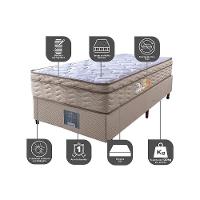 Cama Box Solteiro Colchão Ortopédico + Box 88x188x67 One Face Espuma D33 Dourado