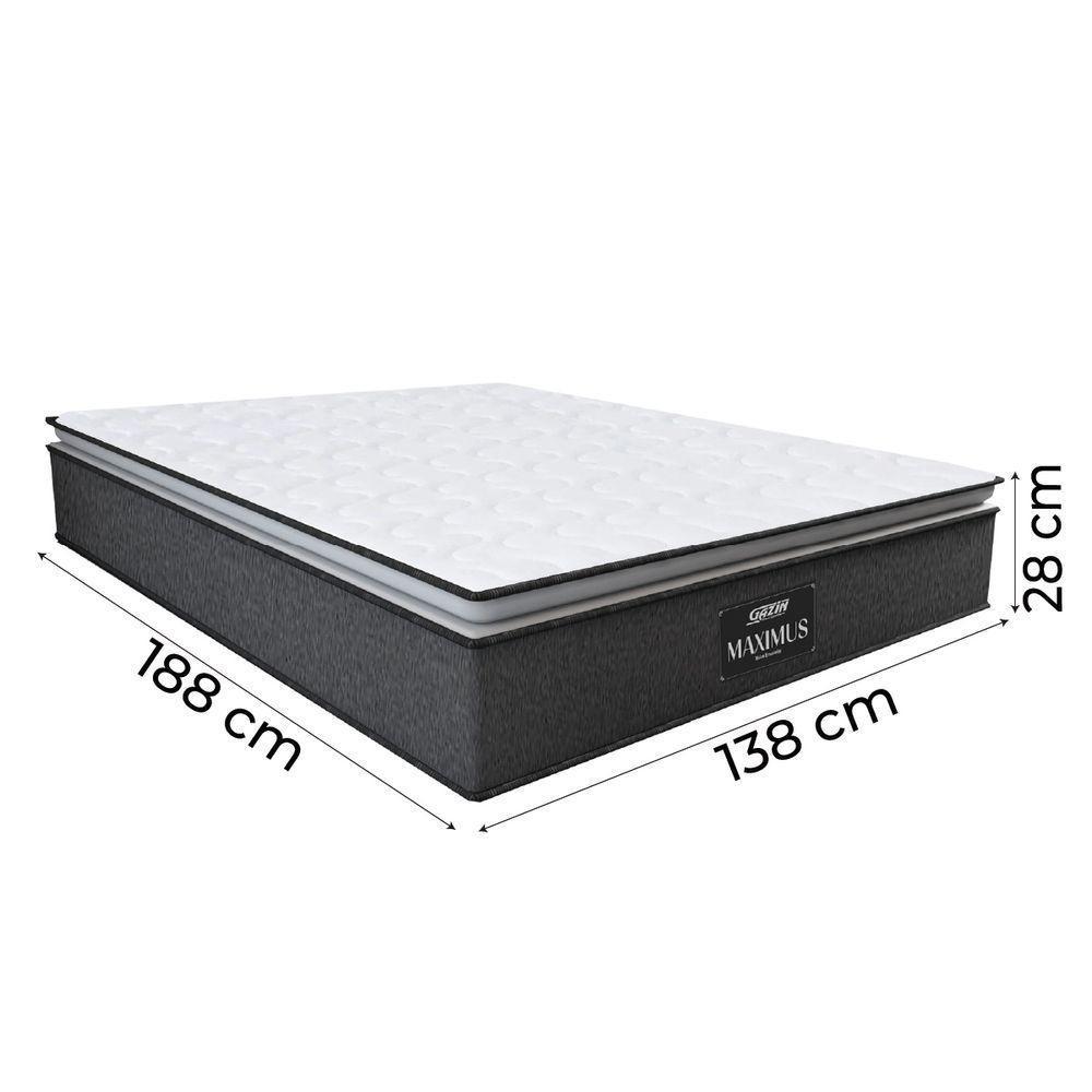 Cama Box Casal Desmontável Com Colchão Molas Ensacadas Pillow Top Maximus 138x188x63cm Cinza / Branco - 6