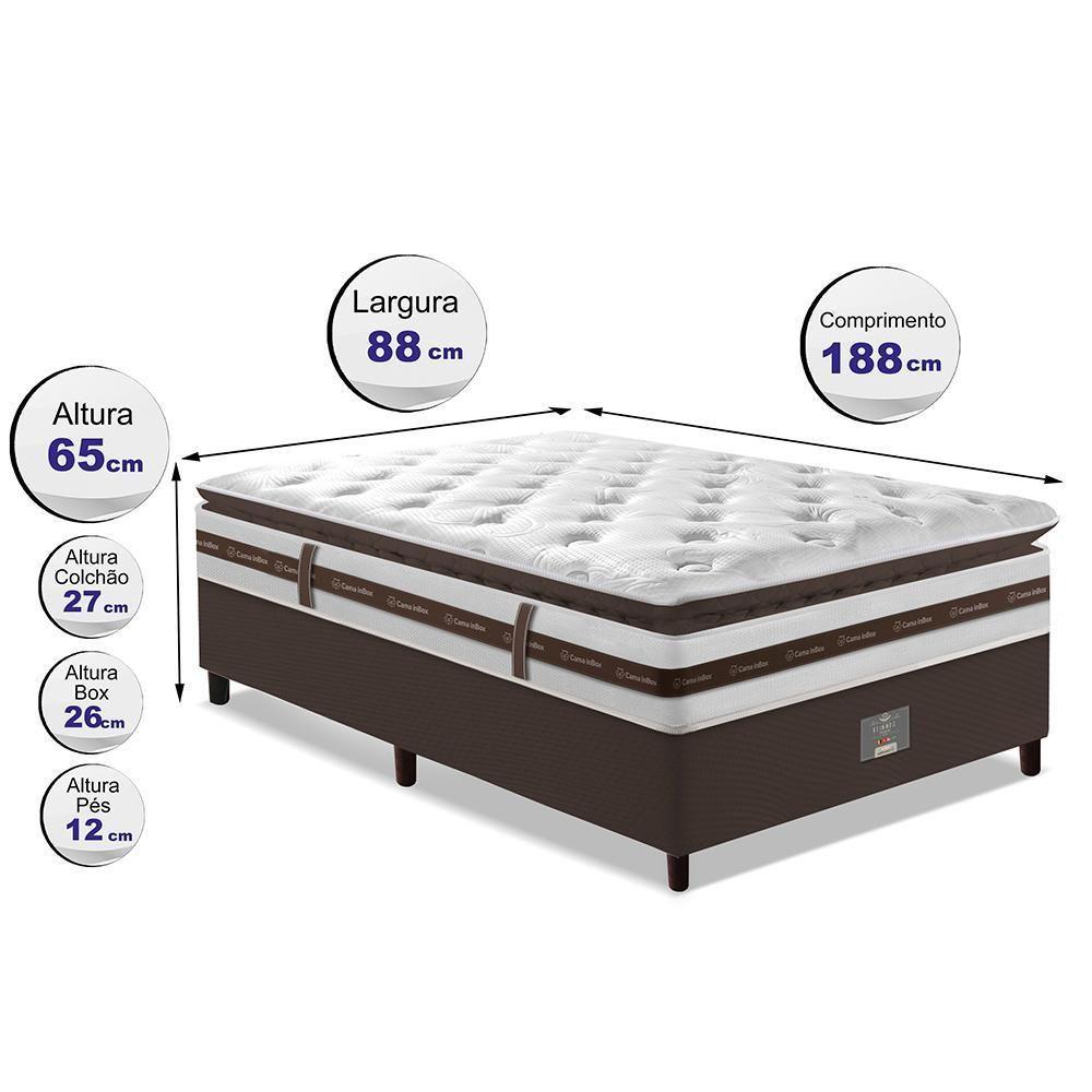 Cama Box Solteiro Colchão + Box 88x188 Molas Ensacadas Cama Inbox Relax Pillow Café - 5