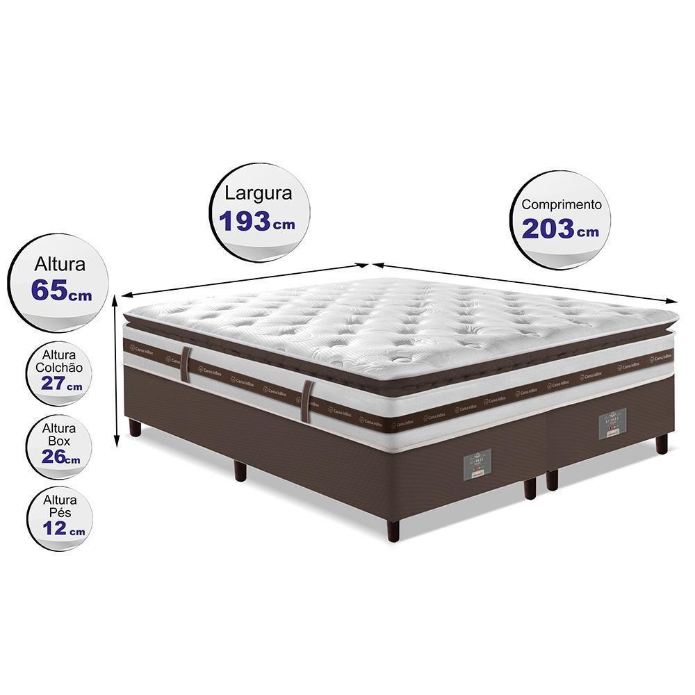 Cama Box King Colchão + Box 193x203 Molas Ensacadas Cama Inbox Relax Pillow Café - 5