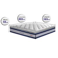 Colchão King De Molas Ensacadas D33 Com Pillow Top Cama Inbox Select 193x203x32 Azul - 5