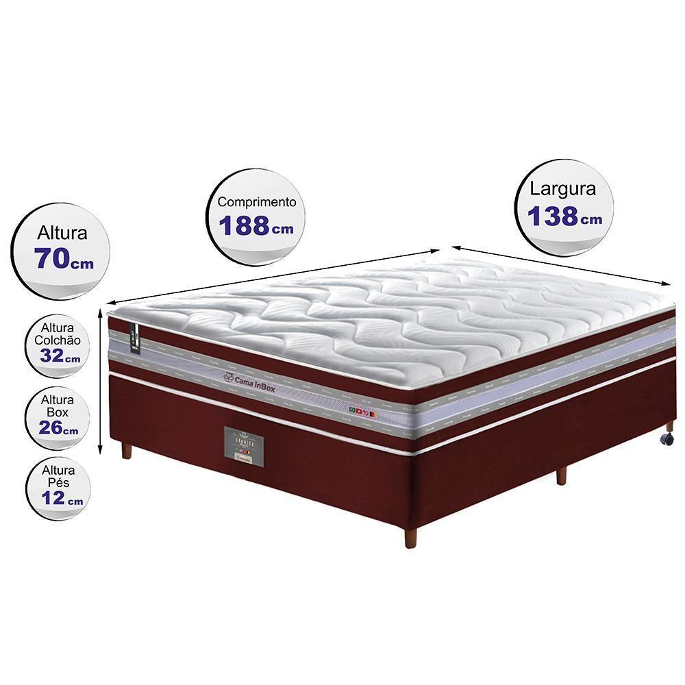 Conjunto Cama Box Casal De Molas Ensacadas D33 Cama Inbox Select Firme 138x188x71 Vinho - 6
