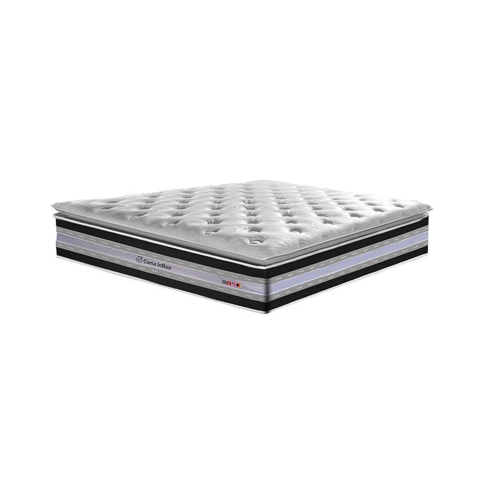 Conjunto Cama Box Casal De Molas Ensacadas D33 Com Pillow Top Cama Inbox Select 138x188x71 Preto - 3