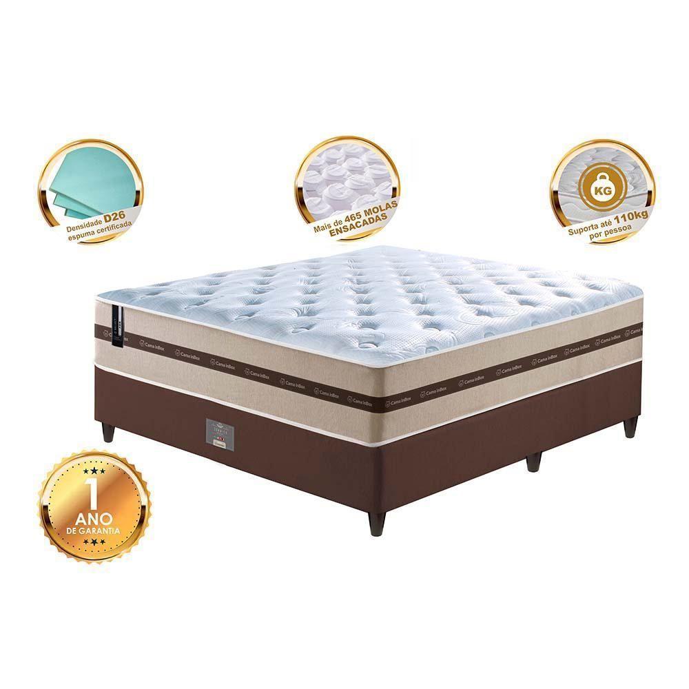 Conjunto Cama Box Casal (colchão + Box) De Molas Ensacadas Cama Inbox Smart 138x188x60 Bege - 4