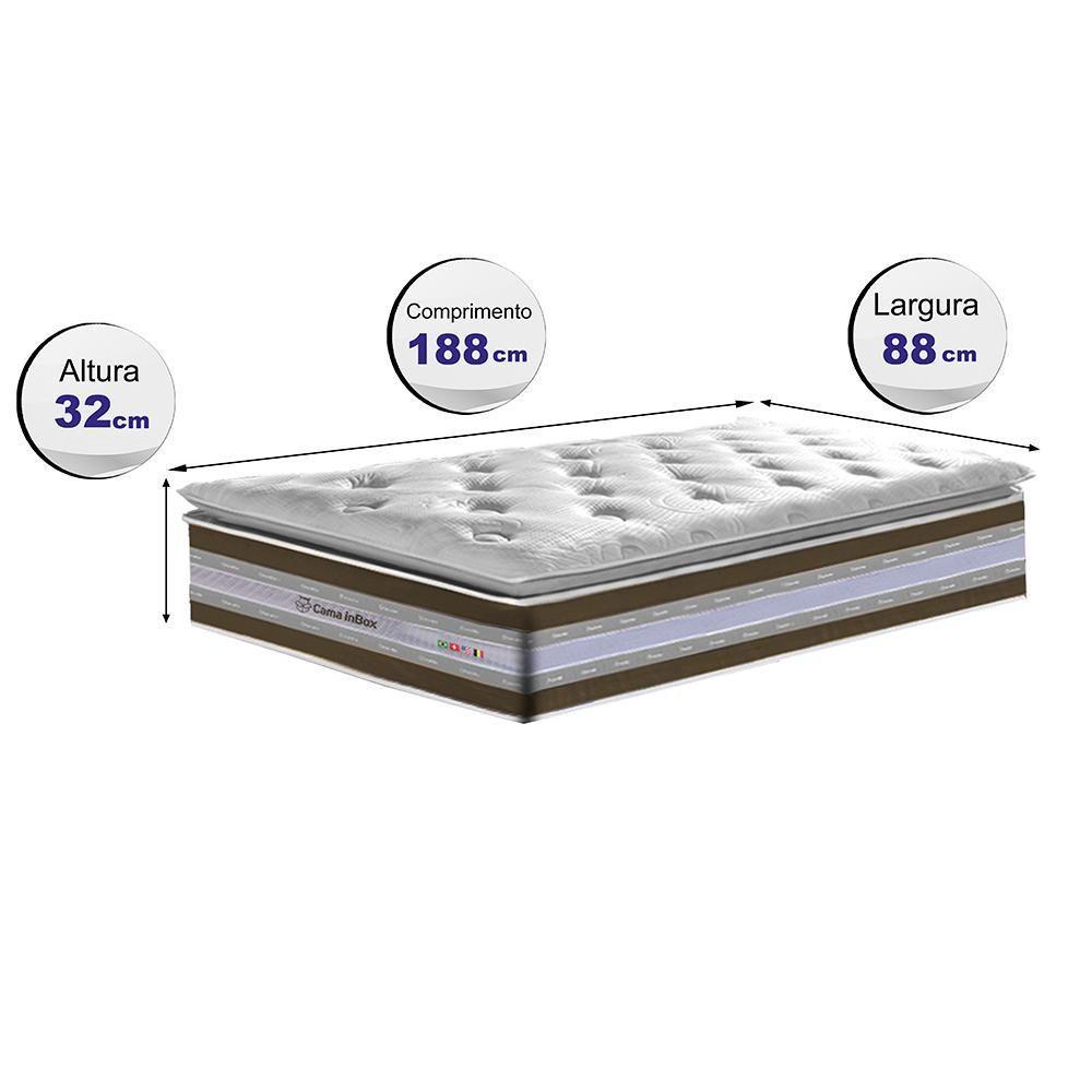 Colchão Solteiro De Molas Ensacadas D33 Com Pillow Top Cama Inbox Select 88x188x32 Café - 5