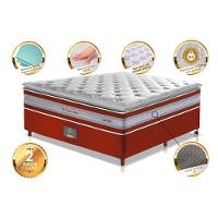 Conjunto Cama Box Casal De Molas Ensacadas D33 Com Pillow Top Cama Inbox Select 138x188x71 Vermelho - 6