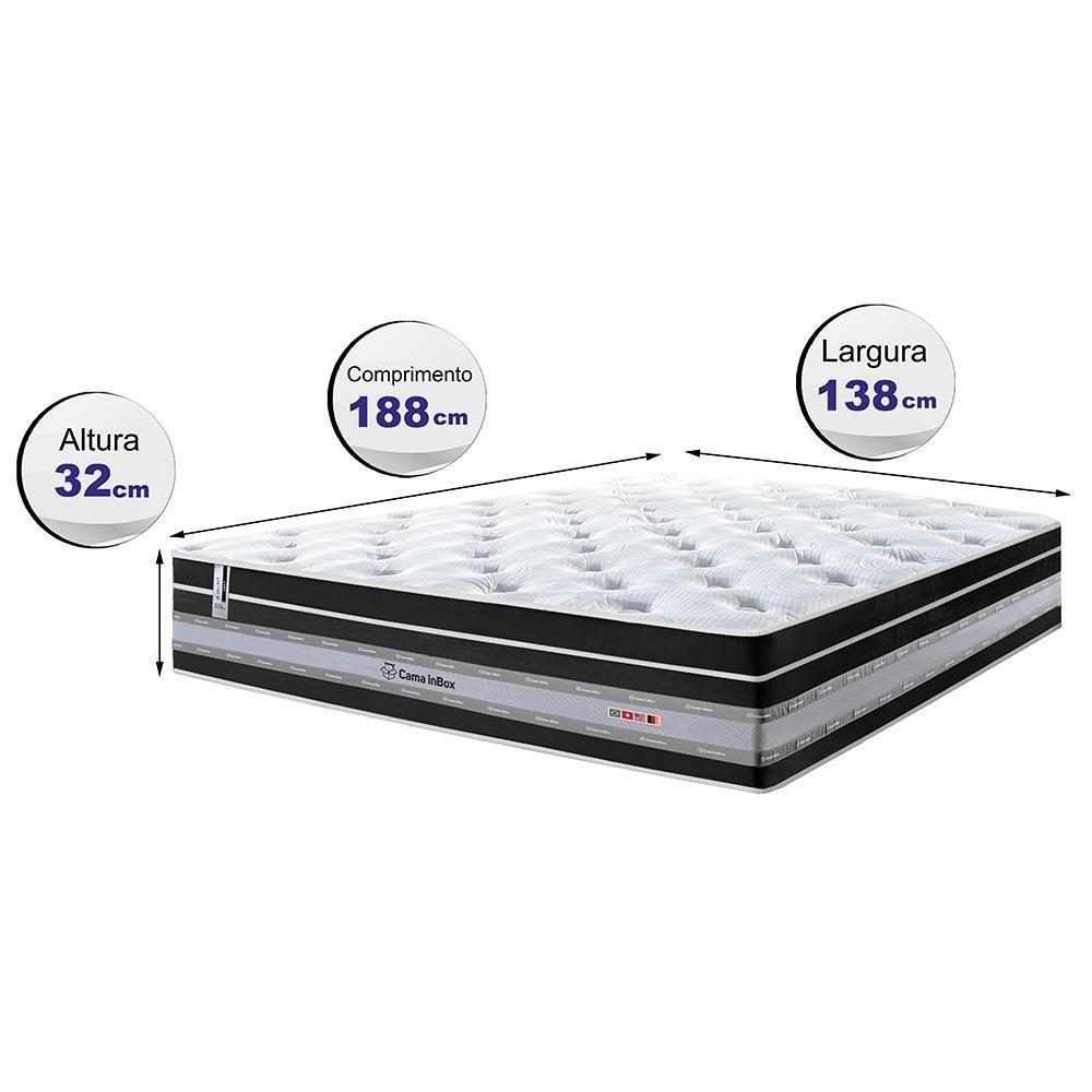 Colchão Casal De Molas Ensacadas Cama Inbox Select Euro Soft 138x188x32 Preto - 7