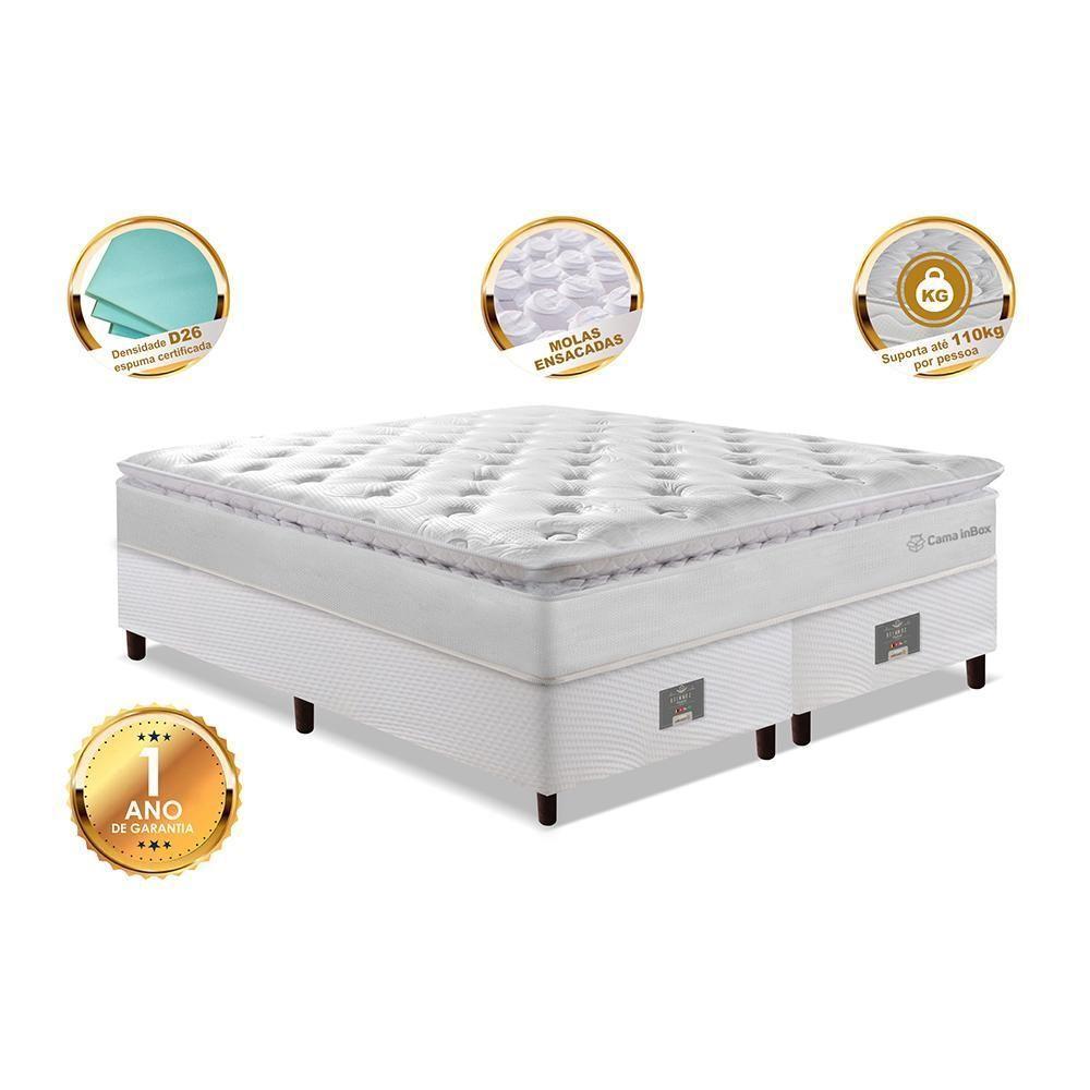 Cama Box Queen Colchão + Box 158x198 Molas Ensacadas Cama Inbox Confort Snow - 3
