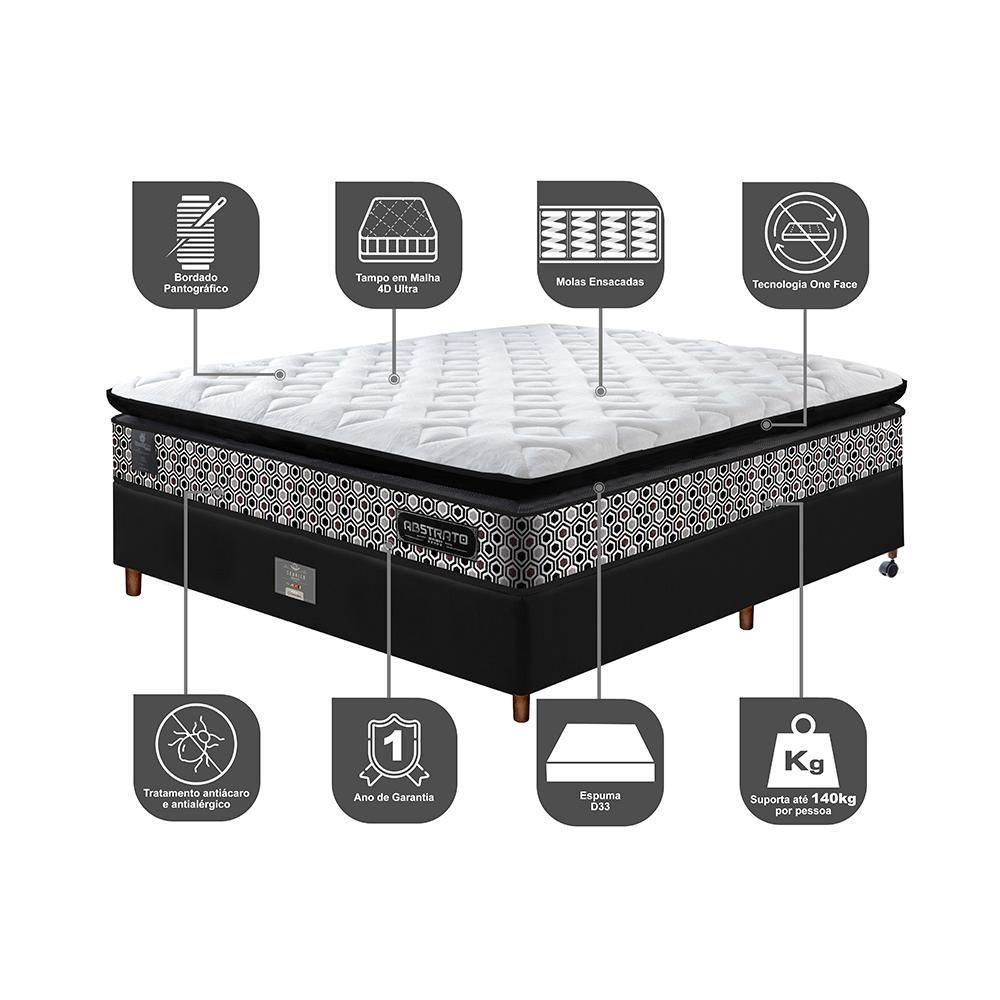Cama Box Casal Colchão Pillow Top + Box 138x188x70 Molas Ensacadas Cama Inbox Abstrato - 5