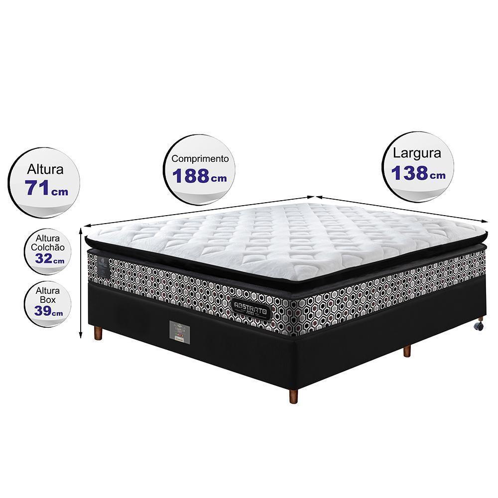 Cama Box Casal Colchão Pillow Top + Box 138x188x70 Molas Ensacadas Cama Inbox Abstrato - 6