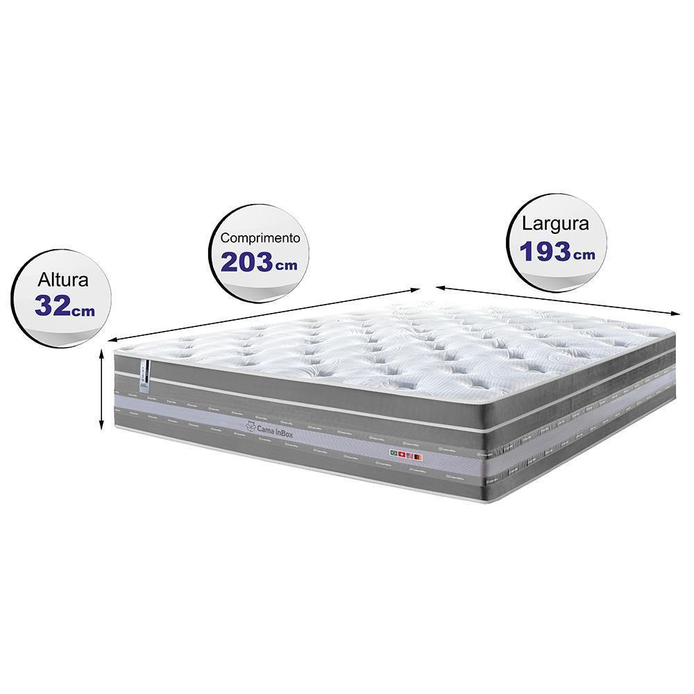 Colchão King De Molas Ensacadas Cama Inbox Select Euro Soft 193x203x32 Cinza - 7