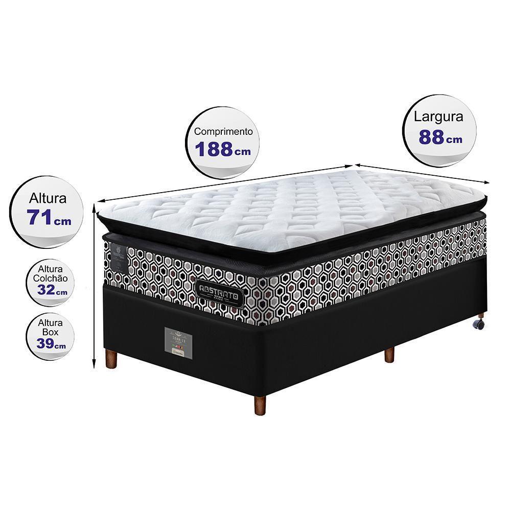 Cama Box Solteiro Colchão Pillow Top + Box 88x188x70 Molas Ensacadas Cama Inbox Abstrato - 6