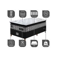 Cama Box Solteiro Colchão Pillow Top + Box 88x188x70 Molas Ensacadas Cama Inbox Abstrato - 9