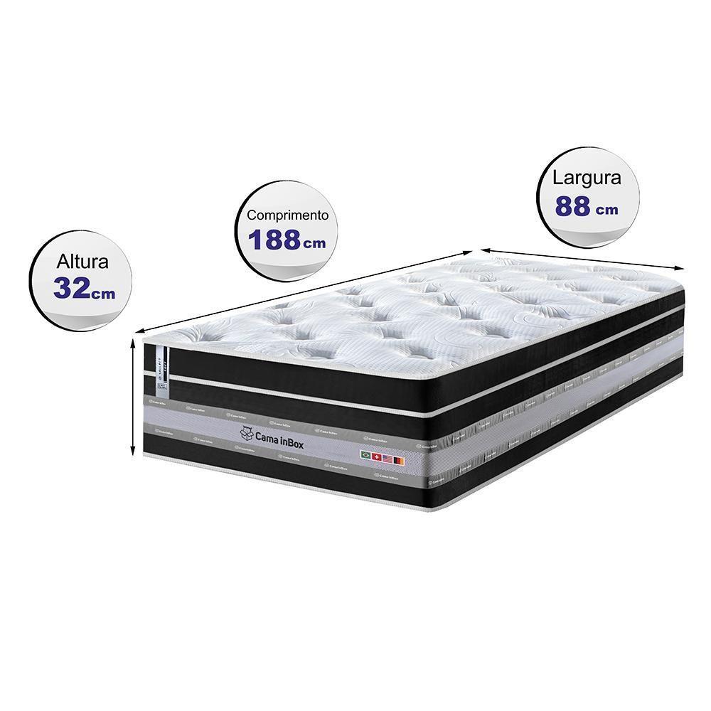 Colchão Solteiro De Molas Ensacadas Cama Inbox Select Euro Soft 88x188x32 Preto - 6