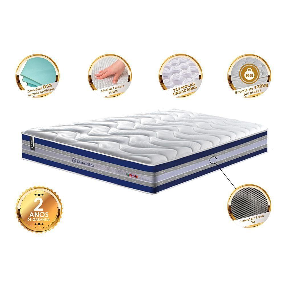 Colchão King De Molas Ensacadas D33 Cama Inbox Select Firme 193x203x32 Azul - 5