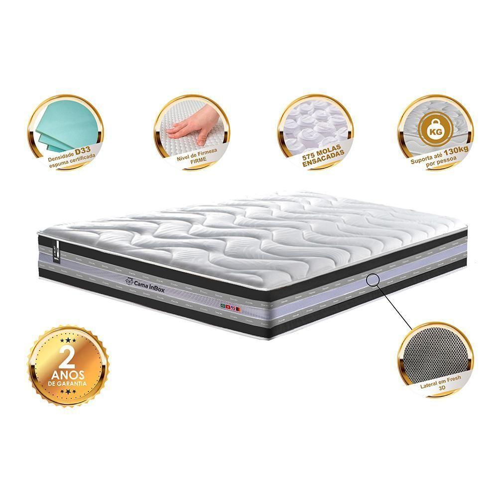 Colchão Queen De Molas Ensacadas D33 Cama Inbox Select Firme 158x198x32 Preto - 5