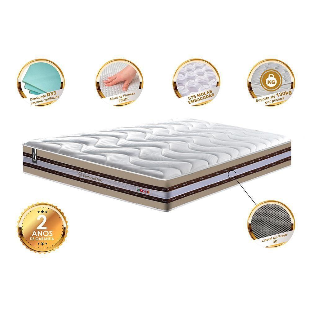 Colchão Queen De Molas Ensacadas D33 Cama Inbox Select Firme 158x198x32 Bege - 5