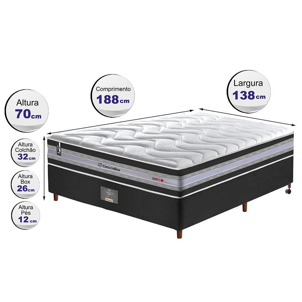 Conjunto Cama Box Casal De Molas Ensacadas D33 Cama Inbox Select Firme 138x188x71 Preto - 6