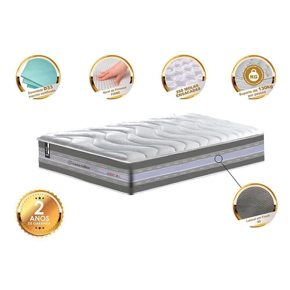Colchão Solteiro De Molas Ensacadas D33 Cama Inbox Select Firme 88x188x32 Cinza - 5
