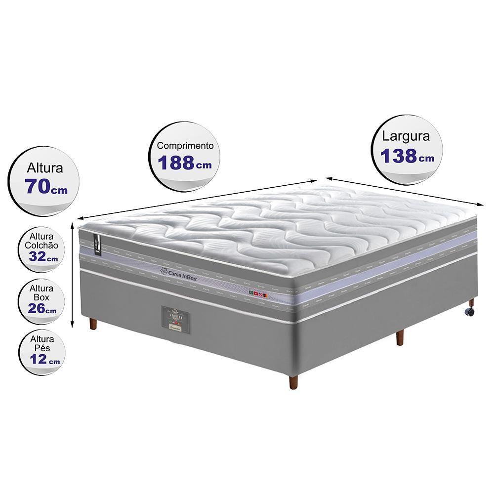 Conjunto Cama Box Casal De Molas Ensacadas D33 Cama Inbox Select Firme 138x188x71 Cinza - 6