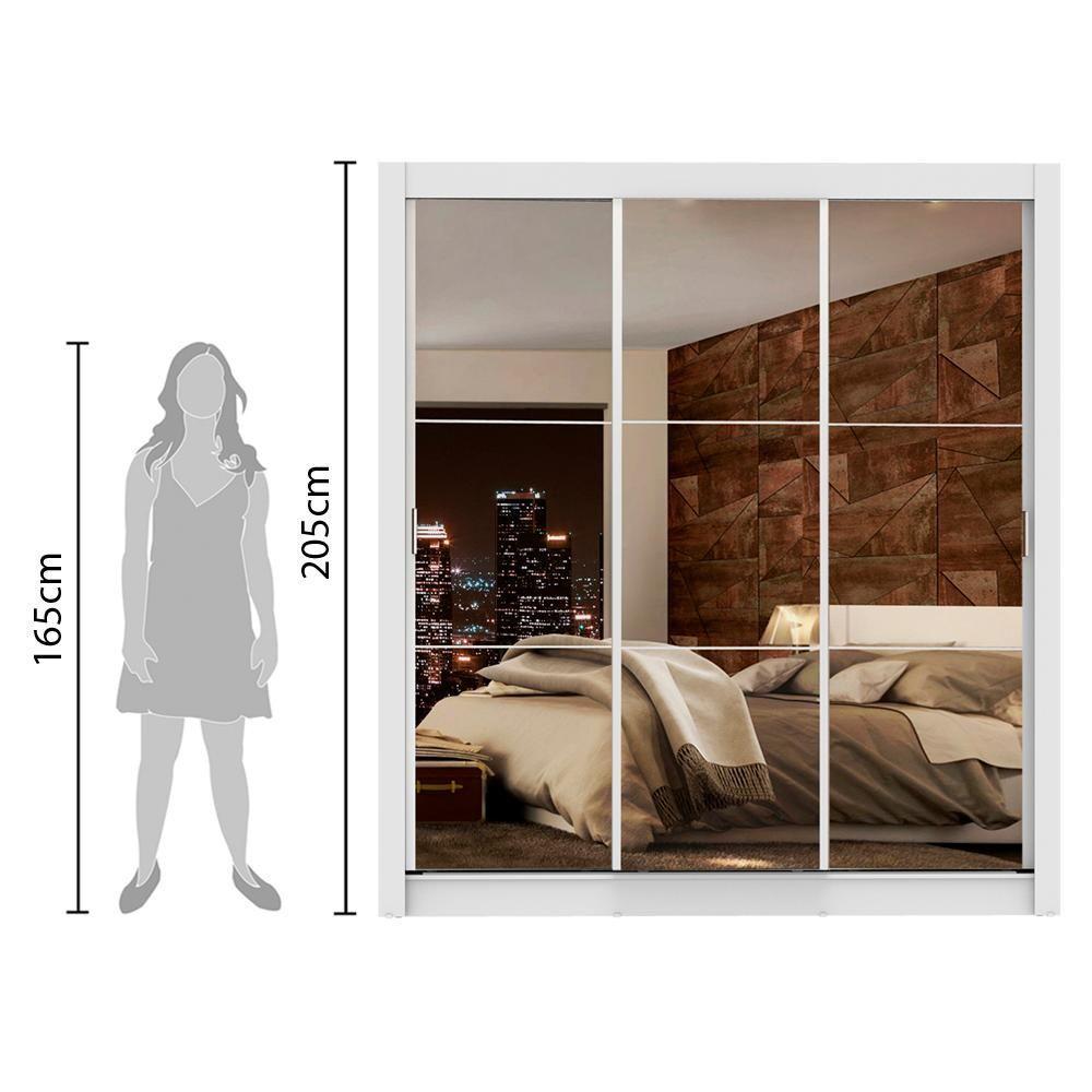 Guarda Roupa Lyon Plus Portas Correr Espelho Branco Madesa - 9